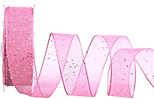 20 m x 25 mm Dekoband GLITZER HELLROSA Rosa Stoffband Transparent glänzend Organza mit Drahtkanten elegant Weihnachten Advent Geburtstag Premium Glitter Ribbon Chiffon Chiffonband Draht 20 m x 25 mm Dekoband GLITZER HELLROSA Rosa Stoffband Transparent glänzend Organza mit Drahtkanten elegant Weihnachten Advent Geburtstag Premium Glitter Ribbon Chiffon Chiffonband Draht von finemark