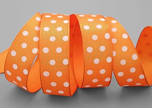 20 m x 25 mm Taftband einsetig bedruckt mit Punkten ORANGE formstabil mit Draht Drahtkante Dekoband Schleifenband Geschenkband Ostern Frühjahr Kinder Polka Dots gepunktet fröhlich 20 m x 25 mm Taftband einsetig bedruckt mit Punkten ORANGE formstabil mit Draht Drahtkante Dekoband Schleifenband Geschenkband Ostern Frühjahr Kinder Polka Dots gepunktet fröhlich von finemark