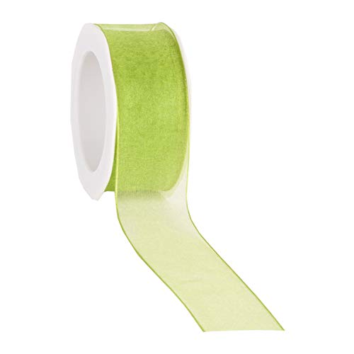 20 m x 38 mm Dekoband CHIFFON HELLGRÜN 22 mit Draht Geschenkband Grün Schleifenband transparent Organza Premium Drahtkantenband Hochzeit Geburtstag Chiffonband einfarbig von finemark