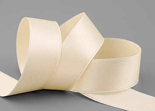 25 m x 25 mm Satinband CREME Ivory (104) doppelseitiges Schleifenband aus Satin ohne Draht weich und glänzend Geschenkband Deko Band double face Dekoband Dekorieren Basteln von finemark