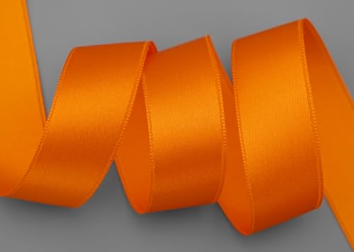 25 m x 25 mm Satinband ORANGE (620) doppelseitiges Schleifenband aus Satin ohne Draht weich und glänzend Geschenkband Deko Band double face Dekoband Dekorieren Basteln von finemark