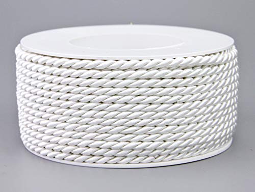 25 m x 4 mm Kordel WEISS Rolle Deko Drehkordel mit Glanz Schnur gedreht Kordelband ohne Draht zum Dekorieren Basteln Annähen Dekokordel von finemark