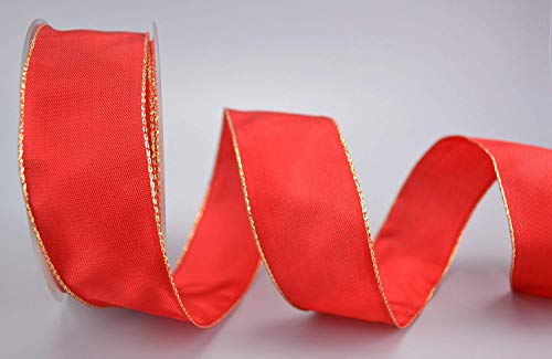 25 m x 40 mm Dekoband "Fairy Tale" ROT GOLD Drahtkantenband mit Lurex Metallgarn Schleifenband Goldkante Silberkante Geschenkband Weihnachten Stoffband Metallic glänzend 25 m x 40 mm Dekoband "Fairy Tale" ROT GOLD Drahtkantenband mit Lurex Metallgarn Schleifenband Goldkante Silberkante Geschenkband Weihnachten Stoffband Metallic glänzend von finemark