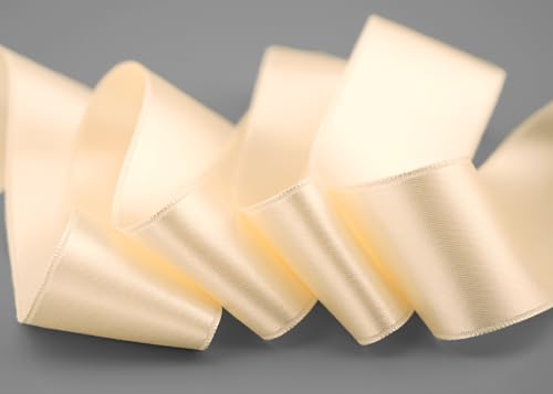 25 m x 40 mm Satinband CREME Ivory (104) doppelseitiges Schleifenband aus Satin ohne Draht weich und glänzend Geschenkband Deko Band double face Dekoband Dekorieren Basteln von finemark