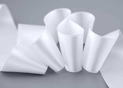 25 m x 40 mm Satinband WEISS (601) doppelseitiges Schleifenband aus Satin ohne Draht weich und glänzend Geschenkband Deko Band double face Dekoband Dekorieren Basteln von finemark