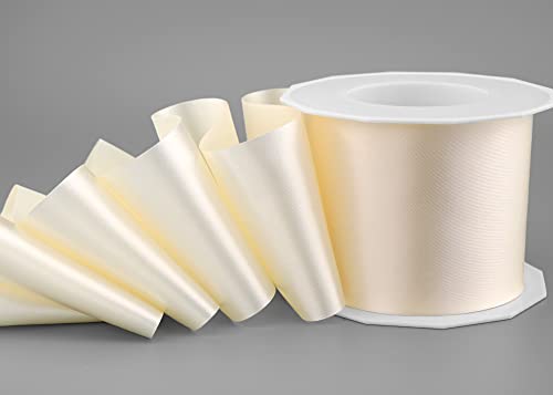 25 m x 72 mm Satinband SOPHIE CREME Ivory (004) SatinTischband Schleifenband ohne Draht breites weiches Band Tischdekoration Tisch Deko Geschenkband mit einseitigem Glanz von finemark