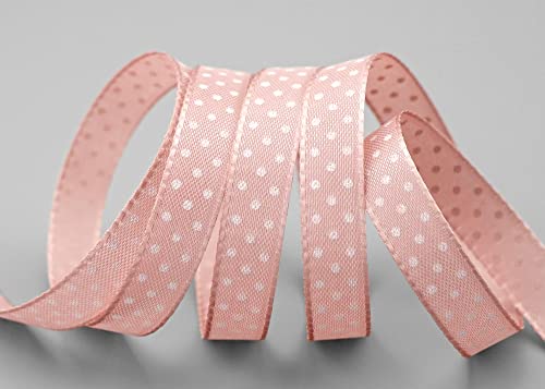 3 m x 10 mm Taftband einsetig bedruckt mit Punkten ALTROSA Rosa formstabil ohne Draht Dekoband Schleifenband Geschenkband Ostern Frühjahr Kinder Polka Dots gepunktet fröhlich von finemark