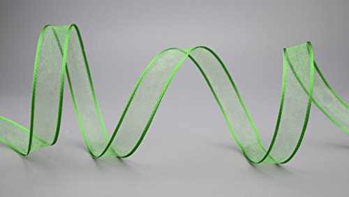 3 m x 15 mm Dekoband CHIFFON APFELGRÜN Geschenkband Schleifenband transparent Organza mit formstabilen Kanten Premium Qualität Hochzeit Geburtstag Chiffonband einfarbig von finemark
