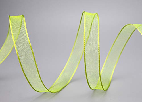 finemark 3 m x 15 mm Dekoband Chiffon HELLGRÜN (209) Geschenkband Schleifenband Grün transparent Organza mit formstabilen Kanten Premium Qualität Ostern Deko Geburtstag Chiffonband von finemark