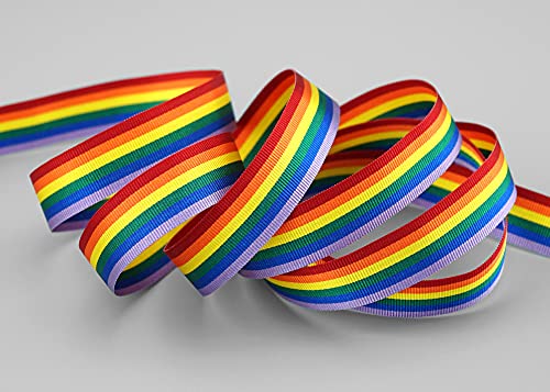 3 m x 15 mm Dekoband Rainbow Regenbogen mit 6 Farben Schleifeband gestreift Geschenkband LGBTQ Liebe Frieden Stolz Toleranz Symbol Flagge Deko Band doppelseitig zum dekorieren nähen verpacken von finemark