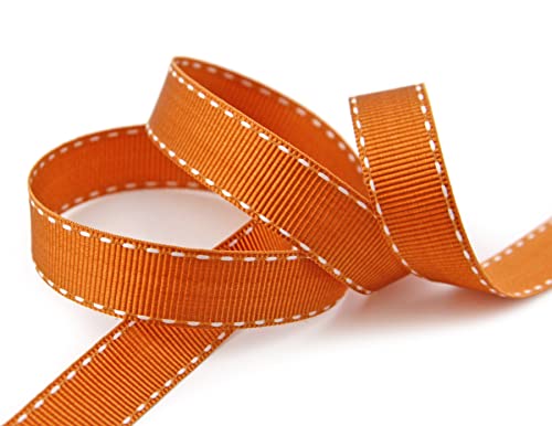 3 m x 15 mm Ripsband STITCHES TERRAKOTTA Dekoband ohne Draht Geschenkband gerippt Schleifenband Reliefband Basteln Dekorieren gestickter Rand Geschenkverpackung Geburtstag von finemark