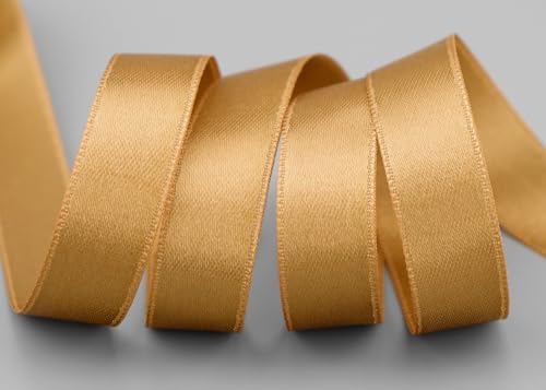 3 m x 15 mm Satinband GOLD (634) doppelseitiges Schleifenband aus Satin ohne Draht weich und glänzend Geschenkband Deko Band double face Dekoband Dekorieren Basteln von finemark