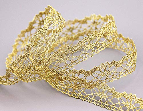 3 m x 15 mm Spitzenband VENEZIA GOLD Spitzenborte Spitze Häkelspitze goldene Lurexspitze metallic Weihnachten Dekoband Geschenkbank von finemark