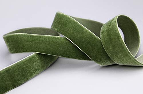 3 m x 16 mm Samtband OLIV DUNKEL (549 moos) Dekoband Velour Grün Olivgrün einseitig Samt festkantig Velvet Ribbon zum nähen dekorieren von finemark