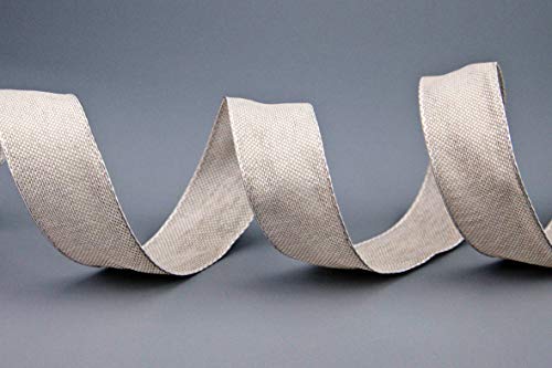 3 m x 25 mm (Rolle) Stoffband JAMIE BEIGE (103) Dekoband mit Drahtkanten leicht Leinen Optik Taftband grob gewebt Basteln Schleifenband Geschenkband Dekoration Nordstil elegant von finemark