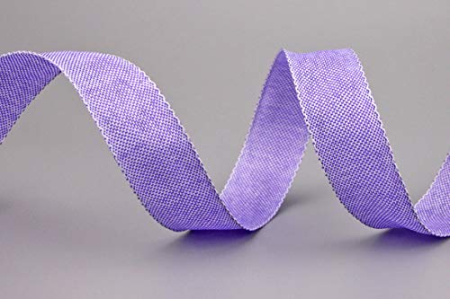 3 m x 25 mm (Rolle) Stoffband JAMIE FLIEDER (114) Dekoband mit Drahtkanten leicht Leinen Optik Taftband grob gewebt Basteln Schleifenband Geschenkband Dekoration Nordstil elegant von finemark