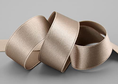 3 m x 25 mm Satinband TAUPE Toffee (105) doppelseitiges Schleifenband aus Satin ohne Draht weich und glänzend Geschenkband Deko Band double face Dekoband Dekorieren Basteln von finemark