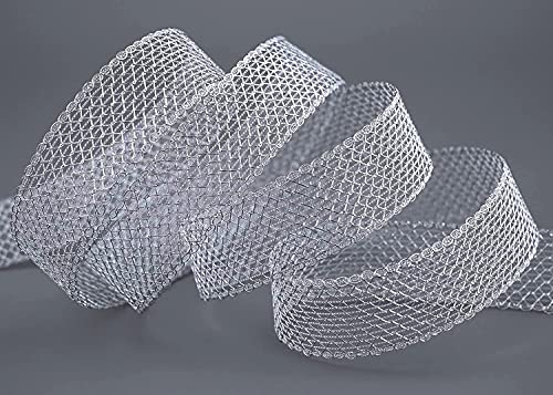 3 m x 25 mm Spitzenband JANE SILBER Gitterband Spitze Netzband Drahtband Geschenkband zum Basteln Dekorieren Band Schleifenband silberne Deko Dekoration Glanz Metallic Floristikband 3 m x 25 mm Spitzenband JANE SILBER Gitterband Spitze Netzband Drahtband Geschenkband zum Basteln Dekorieren Band Schleifenband silberne Deko Dekoration Glanz Metallic Floristikband von finemark