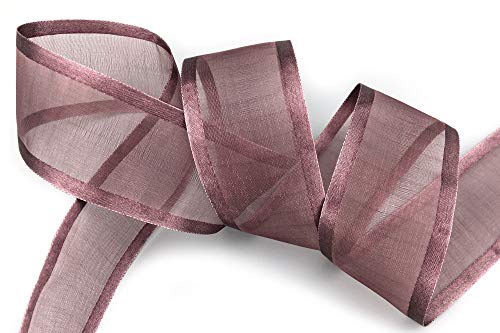 3 m x 38 mm Chiffonband mit Satin Kante BRAUN (48) Chiffon Dekoband Schleifenband Geschenkband Halbtransparent Glänzend ohne Draht Organza von finemark