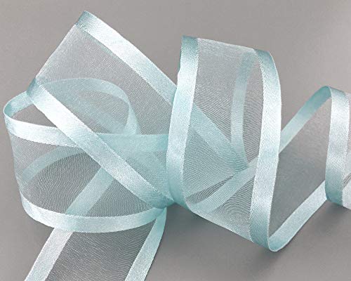 3 m x 38 mm Chiffonband mit Satin Kante HELLBLAU (71) Chiffon Dekoband Schleifenband Geschenkband Halbtransparent Glänzend ohne Draht Organza von finemark