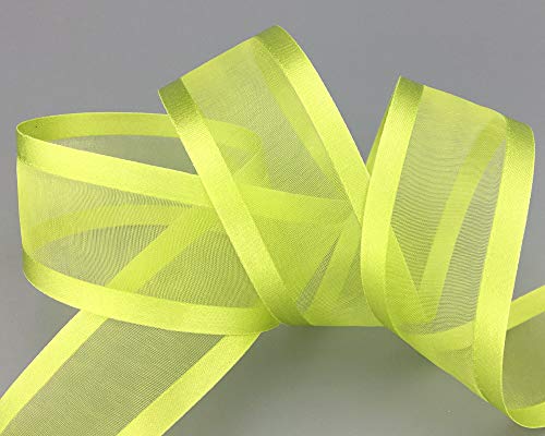 3 m x 38 mm Chiffonband mit Satin Kante HELLGRÜN (22) Grün Chiffon Dekoband Schleifenband Geschenkband Halbtransparent Glänzend ohne Draht Organza von finemark