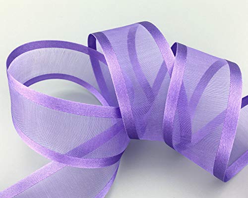 3 m x 38 mm Chiffonband mit Satin Kante LAVENDEL (84) Chiffon Dekoband Schleifenband Geschenkband Halbtransparent Glänzend ohne Draht Organza von finemark