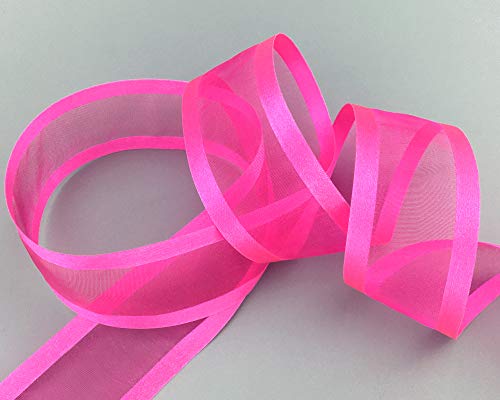 3 m x 38 mm Chiffonband mit Satin Kante PINK (55) Chiffon Dekoband Schleifenband Geschenkband Halbtransparent Glänzend ohne Draht Organza von finemark