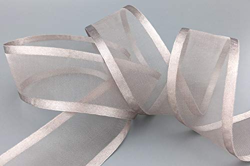 3 m x 38 mm Chiffonband mit Satin Kante TAUPE (06) Chiffon Dekoband Schleifenband Geschenkband Halbtransparent Glänzend ohne Draht Organza von finemark