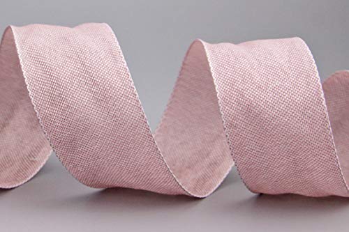 3 m x 40 mm (Rolle) Stoffband JAMIE Altrosa (107) Dekoband mit Drahtkanten leicht Leinen Optik Taftband grob gewebt Basteln Schleifenband Geschenkband Dekoration Nordstil elegant von finemark