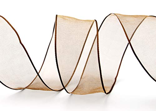 3 m x 40 mm Dekoband CHIFFON BRAUN Geschenkband Schleifenband transparent Organza mit formstabilen Kanten Premium Qualität Hochzeit Geburtstag Chiffonband einfarbig von finemark