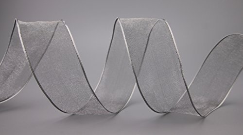 3 m x 40 mm Dekoband CHIFFON GRAU Geschenkband Schleifenband transparent Organza mit formstabilen Kanten Premium Qualität Hochzeit Geburtstag Chiffonband einfarbig von finemark