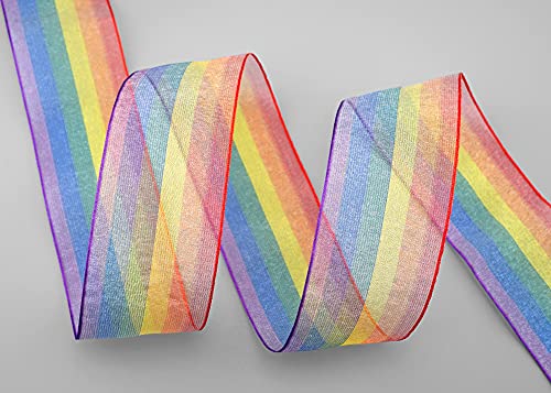 3 m x 40 mm Dekoband Chiffon Rainbow LGBTQ Regenbogen mit 6 Farben Schleifeband gestreift Geschenkband Liebe Frieden Stolz Toleranz Flagge Deko Band doppelseitig zum dekorieren nähen verpacken von finemark