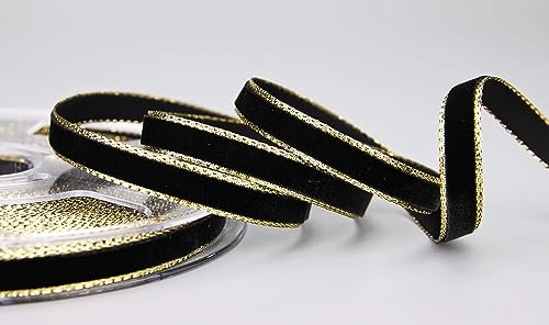 3 m x 9 mm Samtband 725G SCHWARZ Gold Samt mit Goldkante Velvet Velour Geschenkband Schleifenband elegant Geschenkverpackung Dekoration Weihnachten Band Nähen 3 m x 9 mm Samtband 725G SCHWARZ Gold Samt mit Goldkante Velvet Velour Geschenkband Schleifenband elegant Geschenkverpackung Dekoration Weihnachten Band Nähen von finemark
