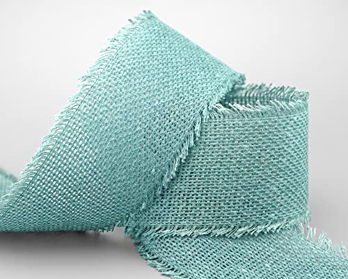30 m x 55 mm Baumwollband ALTGRÜN MINT (524) Natur mit Fransen Dekoband Gitterband 100% Baumwolle Kreuzstich Band Schleifenband Deko biologisch abbaubar Landhaus Netzband Floristik annähen von finemark