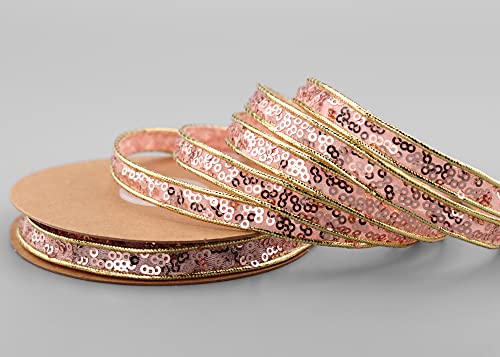 5 m x 10 mm PAILLETTEN BAND ROSA Dekoband glänzendes Schleifenband mit Flitter Glitzer Glanz brillantes Geschenkband schimmernd Lurex zum Dekorieren Basteln Weihnachten Party von finemark