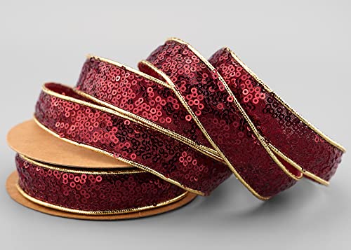 5 m x 25 mm PAILLETTEN BAND BORDEAUX Dekoband glänzendes Schleifenband mit Flitter Rot Glitzer Glanz brillantes Geschenkband schimmernd Lurex zum Dekorieren Basteln Weihnachten Party 5 m x 25 mm PAILLETTEN BAND BORDEAUX Dekoband glänzendes Schleifenband mit Flitter Rot Glitzer Glanz brillantes Geschenkband schimmernd Lurex zum Dekorieren Basteln Weihnachten Party von finemark