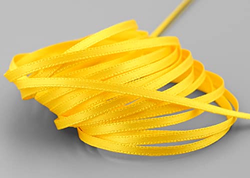 50 m x 3 mm Satinband GELB (605) doppelseitiges Schleifenband aus Satin ohne Draht weich und glänzend Geschenkband Deko Band double face Dekoband Dekorieren Kordel Basteln von finemark