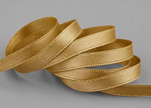 50 m x 6 mm Satinband GOLD (634) doppelseitiges Schleifenband aus Satin ohne Draht weich und glänzend Geschenkband Deko Band double face Dekoband Dekorieren Kordel Basteln von finemark