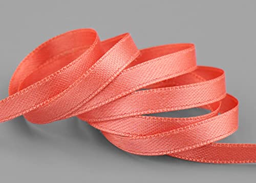 50 m x 6 mm Satinband TERRAKOTTA Koralle (508) doppelseitiges Schleifenband aus Satin ohne Draht weich und glänzend Geschenkband Deko Band double face Dekoband Dekorieren Kordel Basteln von finemark