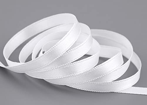50 m x 6 mm Satinband WEISS (601) doppelseitiges Schleifenband aus Satin ohne Draht weich und glänzend Geschenkband Deko Band double face Dekoband Dekorieren Kordel Basteln von finemark