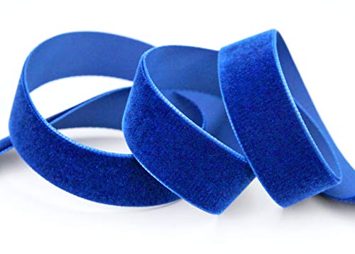 Samtband Blau Royalblau (418) 1 m x 16 mm METERWARE Dekoband Velour einseitig Samt festkantig zum nähen dekorieren von finemark