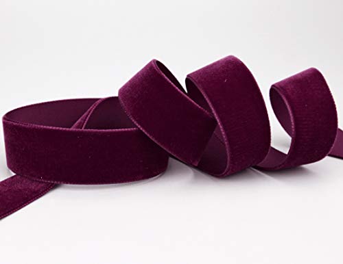 Samtband Burgundy (434) 1 m x 16 mm METERWARE Dekoband Velour einseitig Samt festkantig zum nähen dekorieren von finemark