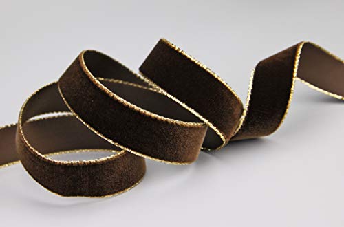 Samtband DUNKELBRAUN/Gold 1 m x 22 mm METERWARE Samt mit Goldkante glänzend Velour elegant Geschenkverpackung Dekoration Weihnachten Samtband DUNKELBRAUN/Gold 1 m x 22 mm METERWARE Samt mit Goldkante glänzend Velour elegant Geschenkverpackung Dekoration Weihnachten von finemark