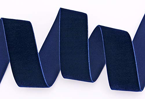 Samtband Dunkelblau (419 navy) 1 m x 36 mm METERWARE Dekoband Velour einseitig Samt festkantig zum nähen dekorieren von finemark