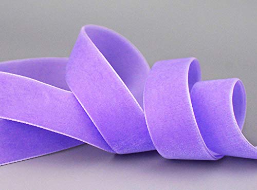 Samtband Lavendel (609) 1 m x 16 mm METERWARE Dekoband Flieder Velour einseitig Samt festkantig zum nähen dekorieren von finemark