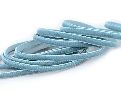 Samtband Pastellblau Hell Petrol (603) 1 m x 7 mm METERWARE Dekoband Velour einseitig Samt festkantig zum nähen dekorieren von finemark