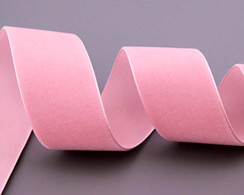 Samtband Rosa (572) 1 m x 36 mm METERWARE Dekoband Velour einseitig Samt festkantig zum nähen dekorieren von finemark