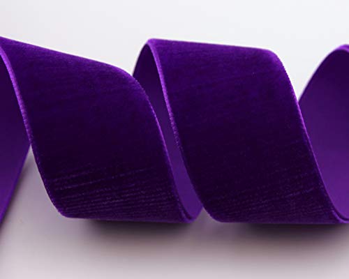 Samtband Violett (634) 1 m x 36 mm METERWARE Dekoband Velour einseitig Samt festkantig zum nähen dekorieren von finemark