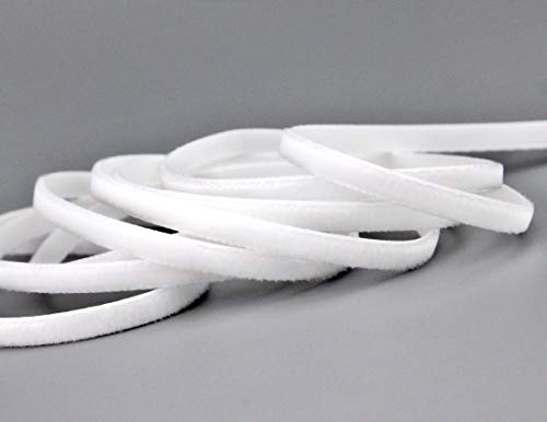 Samtband Weiss (401 white) 1 m x 7 mm METERWARE Nylvalour Dekoband Velour einseitig Samt festkantig zum nähen dekorieren von finemark