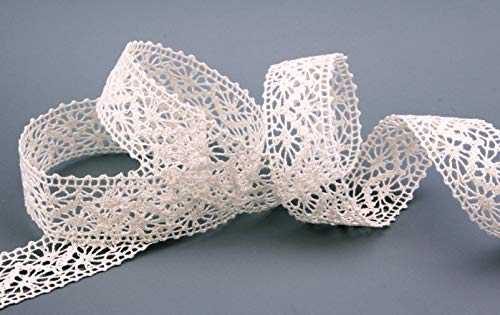 15 m x 25 mm Spitzenband EMMA CREME Ivory Meterware Spitze Häkelband Baumwollmischung Natur Optik Dekoband gehäkelt Spitzenborte von finemark